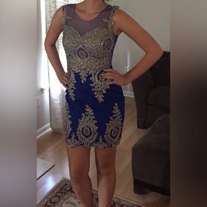 Blue and gold Homecoming dress